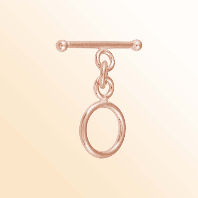 Handcrafted Rose Gold Overlay Toggle Clasp from India with polished oval loop and smooth bar