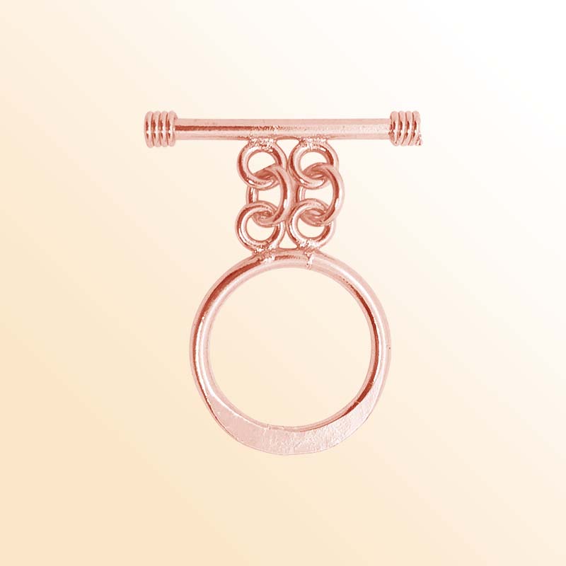Rose Gold Overlay toggle clasp from India with circular loop and stylish multiple-ring connector.
