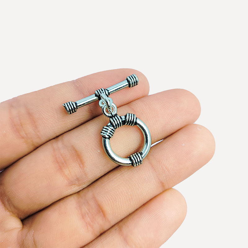 Handcrafted Silver Overlay wrapped ring toggle clasp, DIY jewelry accessory for handmade bracelets and necklaces.