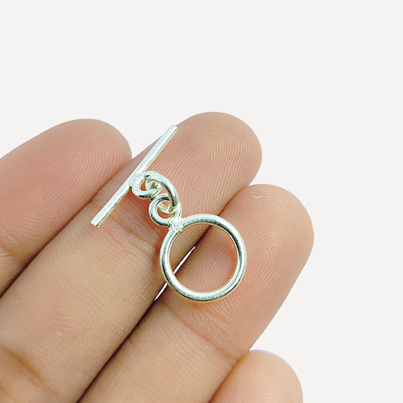 Handcrafted Silver Overlay smooth round toggle clasp – classic jewelry connector for bracelets and necklaces.
