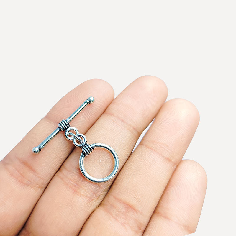 Handcrafted Silver Overlay wire-wrapped toggle clasp – artisan jewelry connector for bracelets and necklaces.