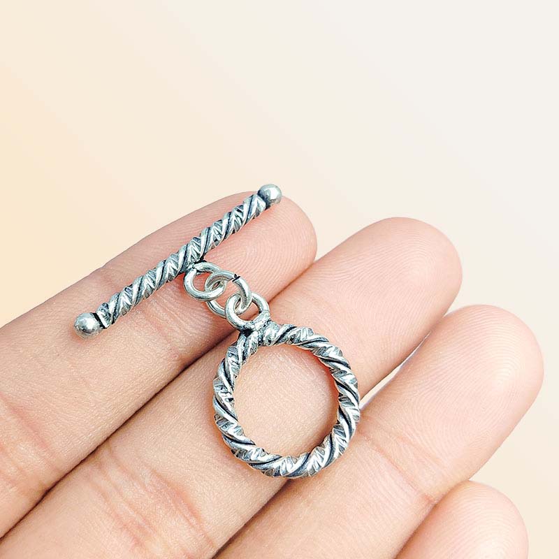 Handmade Silver Overlay rope toggle clasp for necklaces and bracelets, crafted in India