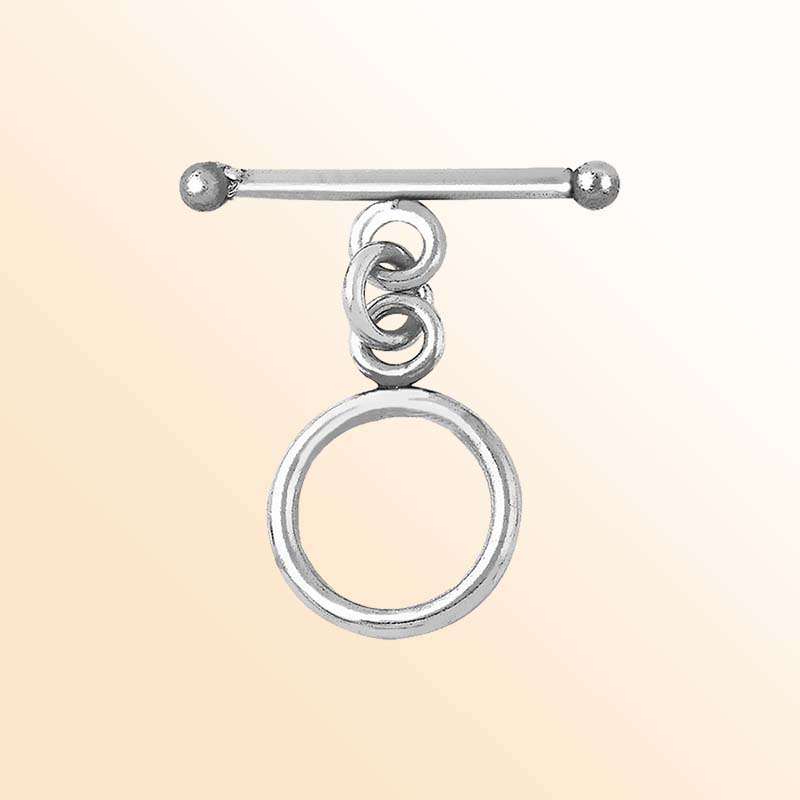Handcrafted 925 Sterling Silver toggle clasp with polished ring and bar, elegant jewelry closure made in India
