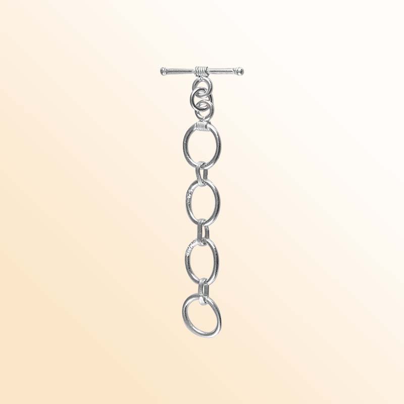 Handcrafted 925 Sterling Silver five-ring toggle clasp with polished finish, elegant jewelry closure made in India