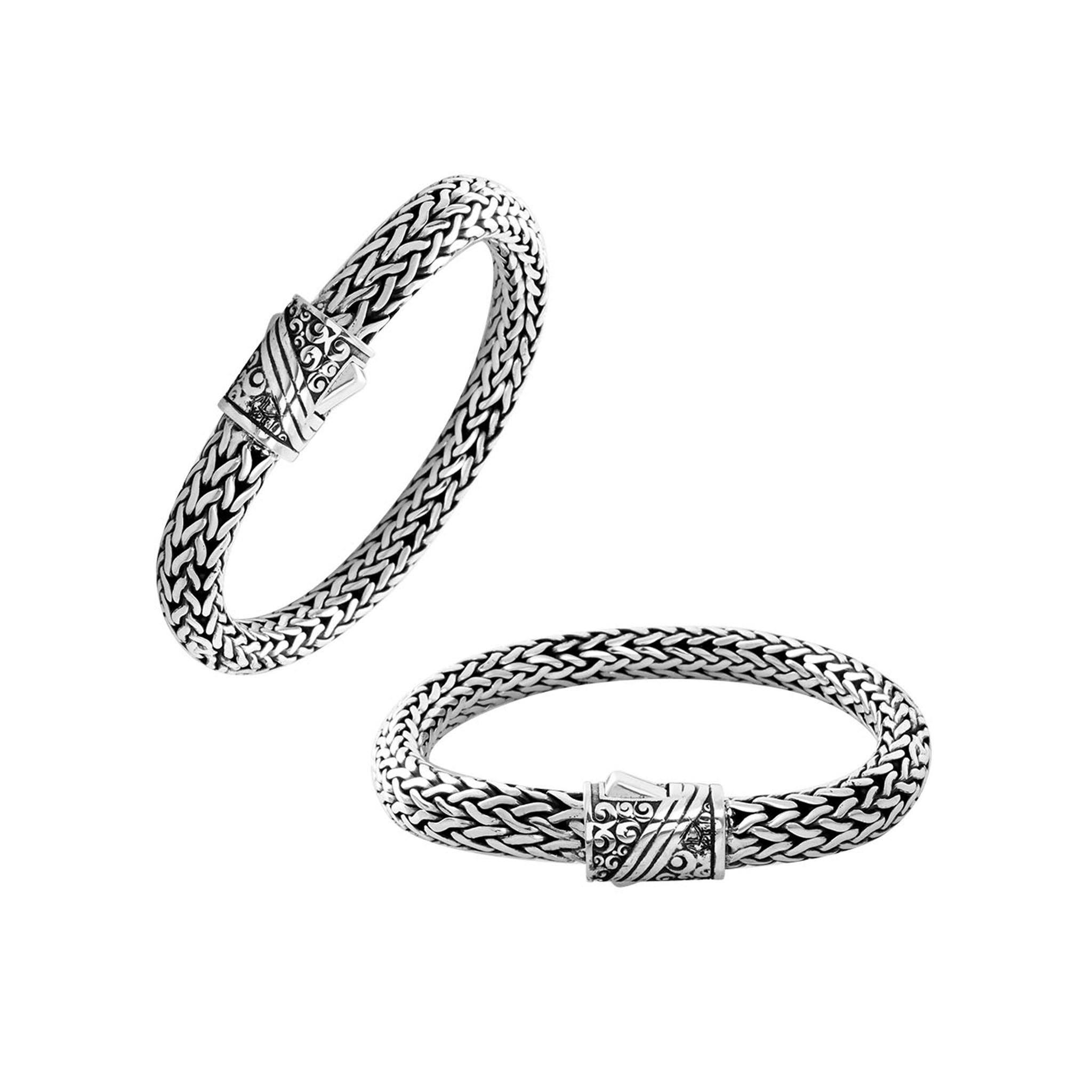 Handcrafted 925 Sterling Silver woven bracelet with Balinese push lock clasp