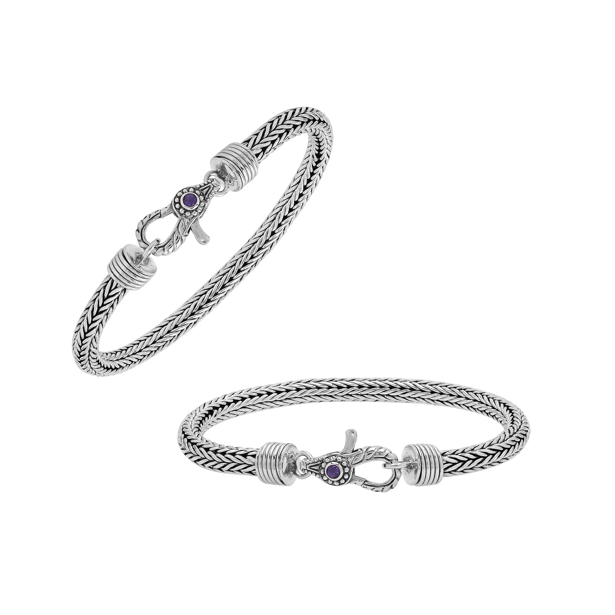 Sterling silver 5MM Bali woven chain bracelet featuring an artistic lobster lock and polished–oxidized details, crafted for modern everyday wear with traditional craftsmanship.