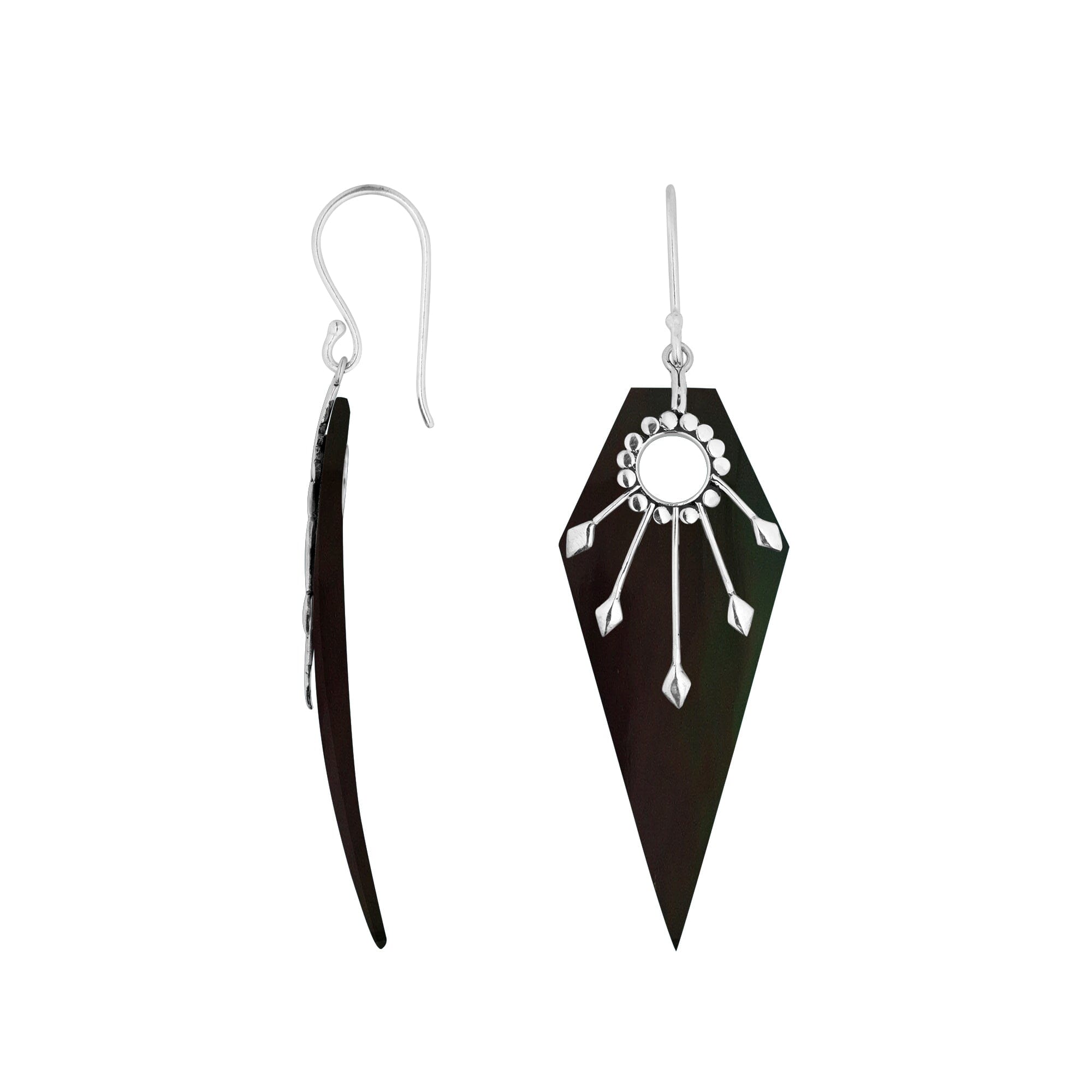 AE-1162-SHB Sterling Silver Earring With Black Shell Jewelry Bali Designs Inc