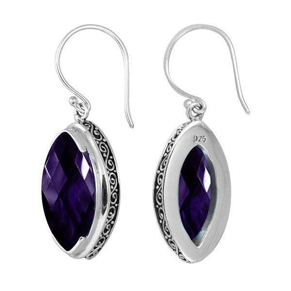 AE-6073-AM Sterling Silver Earring With Amethyst Q. Jewelry Bali Designs Inc