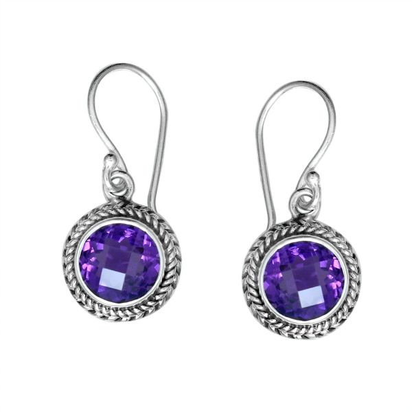 AE-6089-AM Sterling Silver Earring With Amethyst Q. Jewelry Bali Designs Inc