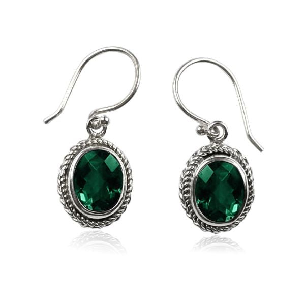 AE-6090-GQ Sterling Silver Earring With Green Quartz Jewelry Bali Designs Inc