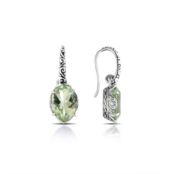 AE-6112-GAM Sterling Silver Earring With Green Amethyst Q. Jewelry Bali Designs Inc