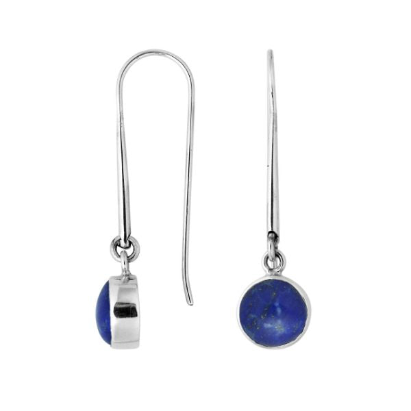 AE-6158-LP Sterling Silver Round Shape Earring With Lapis Jewelry Bali Designs Inc