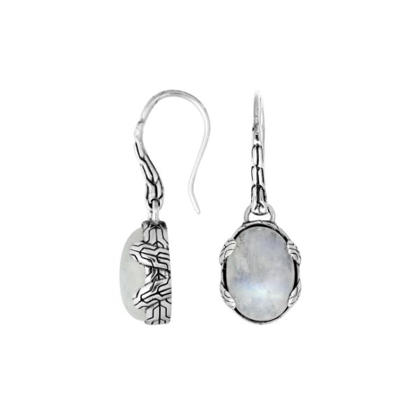 AE-6179-RM Sterling Silver Earring With Rainbow Moonstone Jewelry Bali Designs Inc