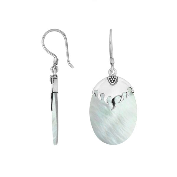AE-6185-MOP Sterling Silver Fancy Shape Earring With Mother Of Pearl Jewelry Bali Designs Inc