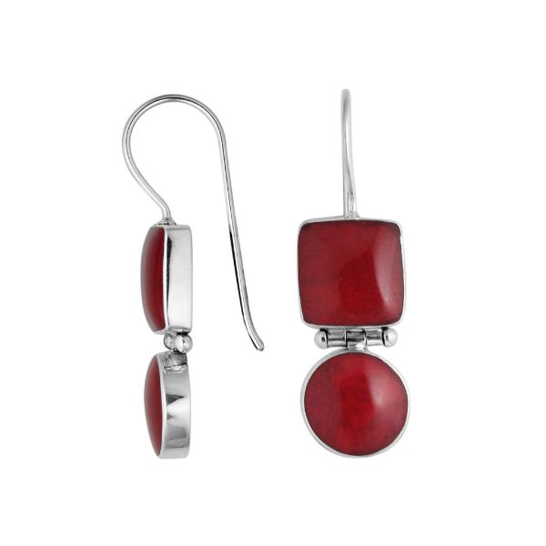 AE-6202-CR Sterling Silver Earring With Coral Jewelry Bali Designs Inc
