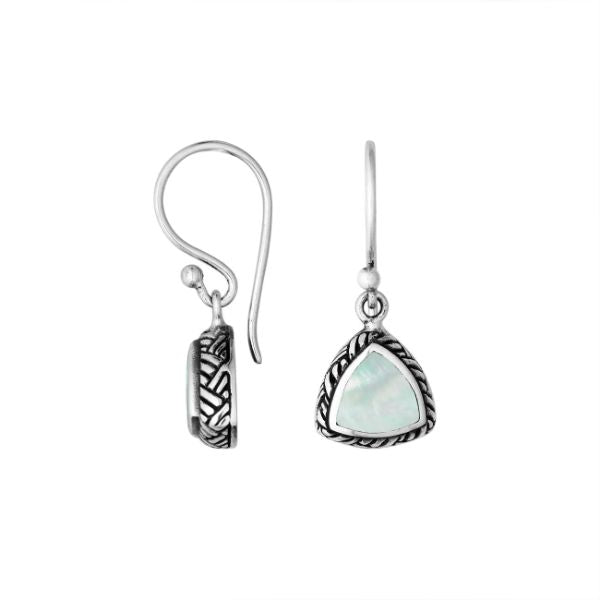AE-6217-MOP Sterling Silver Trillion Shape Earring With Mother Of Pearl Jewelry Bali Designs Inc