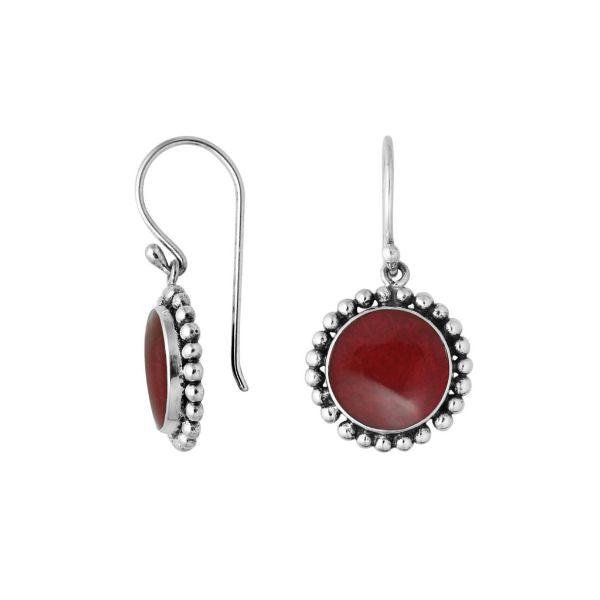 AE-6218-CR Sterling Silver Earring With Coral Jewelry Bali Designs Inc