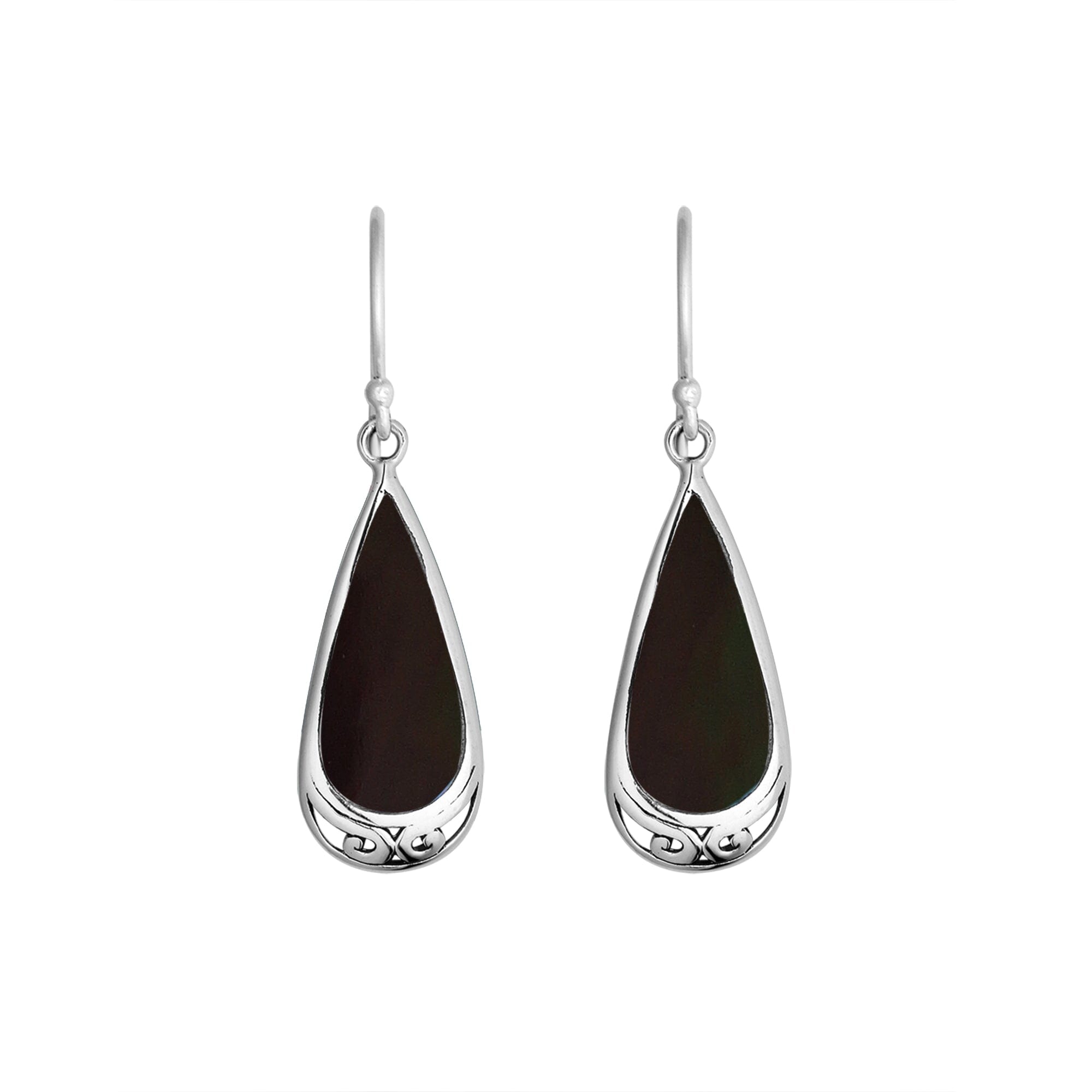 AE-6254-SHB Sterling Silver Earring With Black Shell Jewelry Bali Designs Inc