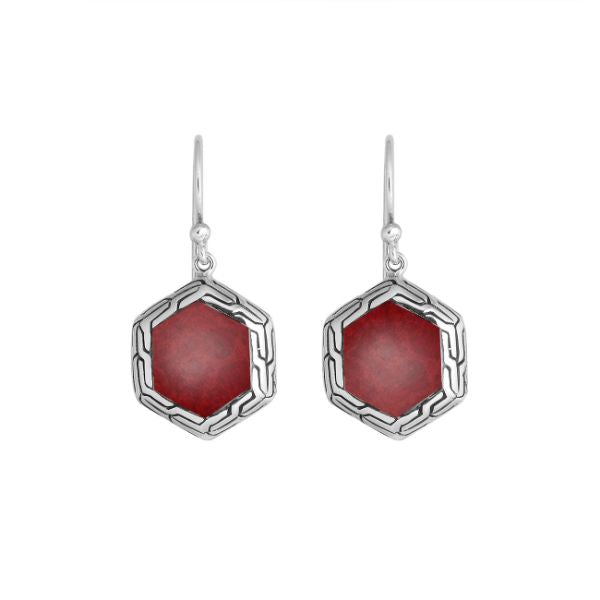 AE-6255-CR Sterling Silver Earring With Coral Jewelry Bali Designs Inc