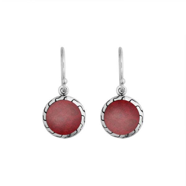 AE-6258-CR Sterling Silver Earring With Coral Jewelry Bali Designs Inc