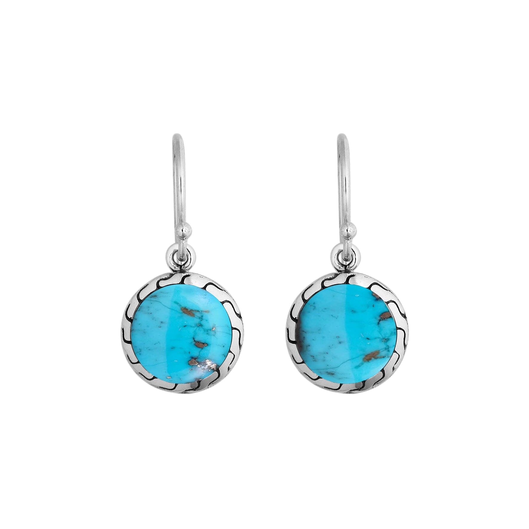 AE-6258-TQ Sterling Silver Earring With Turquoise Jewelry Bali Designs Inc