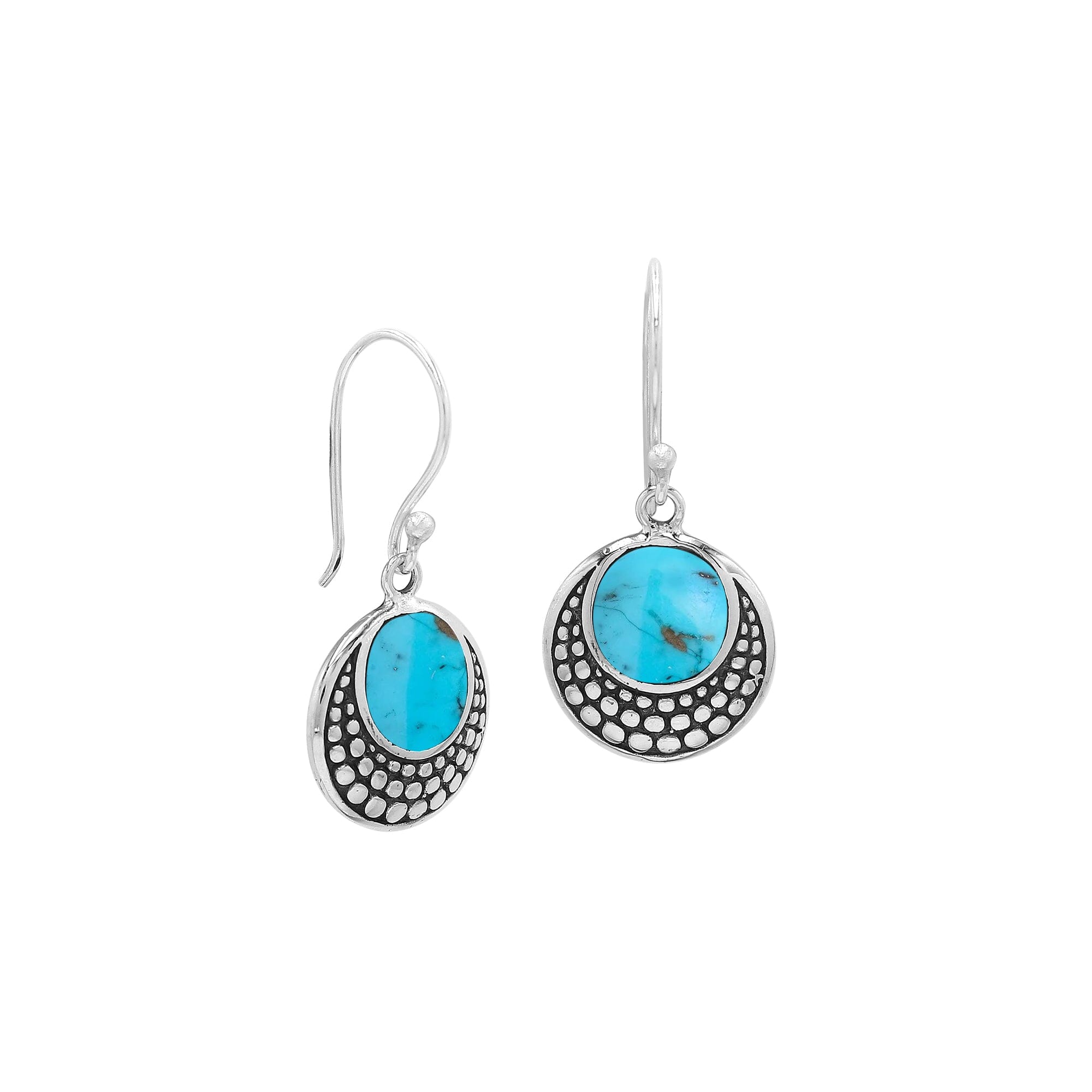 AE-6259-TQ Sterling Silver Earring With Turquoise Shell Jewelry Bali Designs Inc