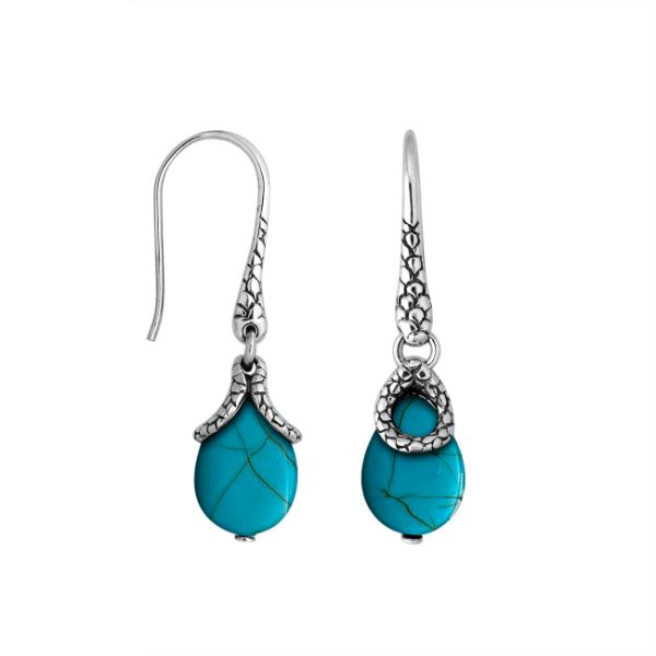 AE-6262-TQ Sterling Silver Pear Shape Earring With Turquoise Jewelry Bali Designs Inc