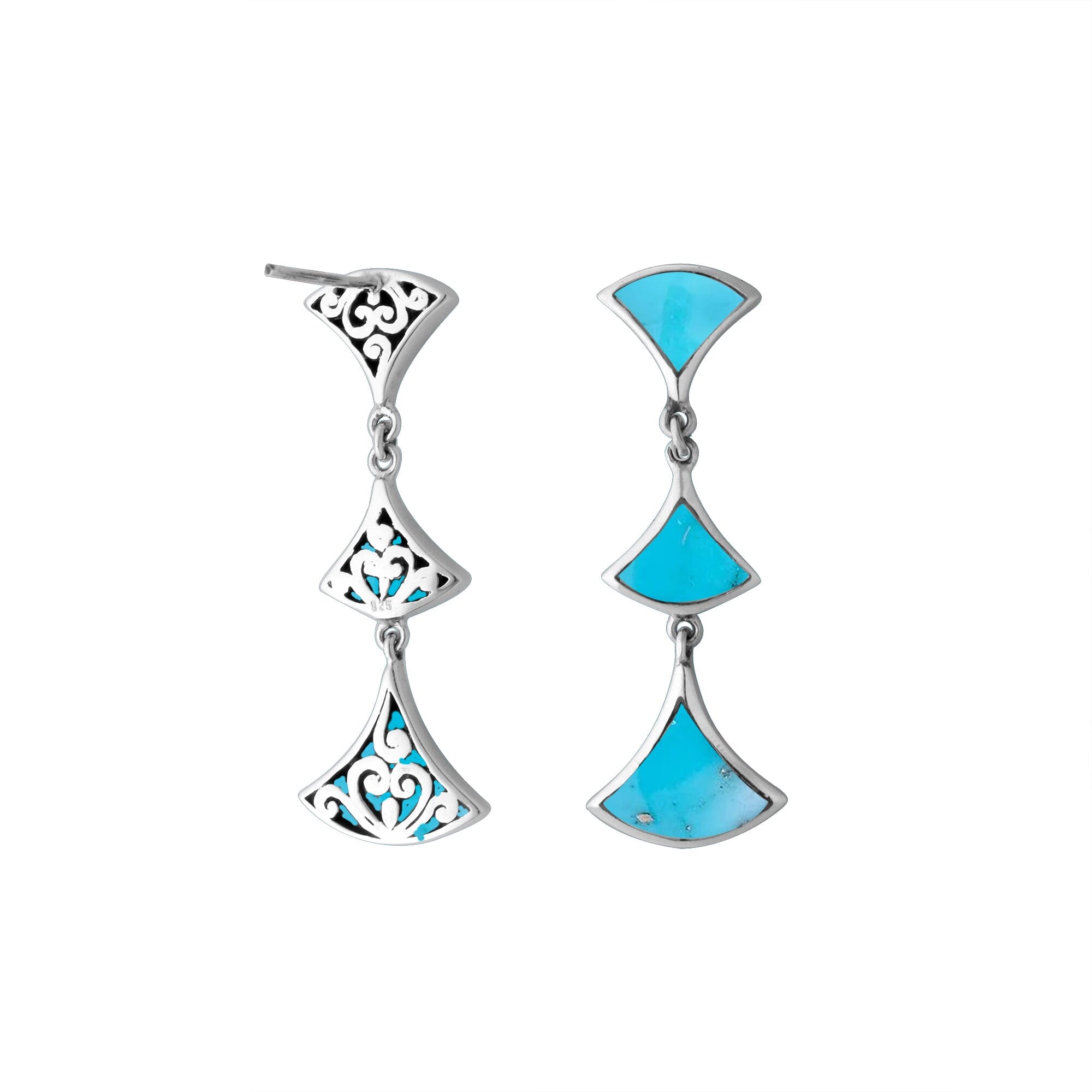 AE-6269-TQ Sterling Silver Earring With Turquoise Jewelry Bali Designs Inc