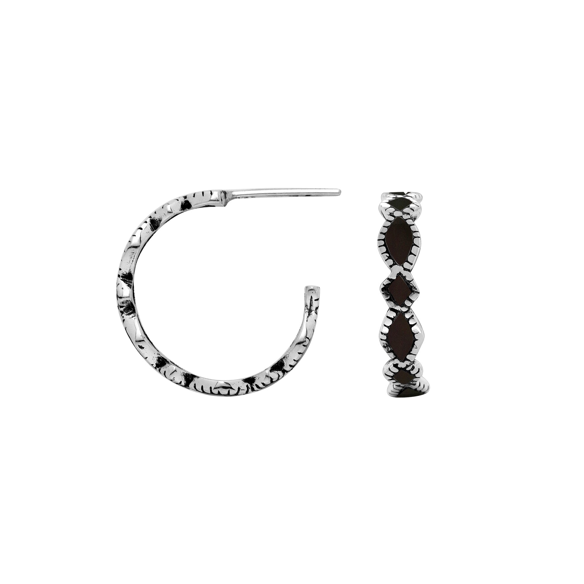 AE-6287-SHB Sterling Silver Earring With Black Shell Jewelry Bali Designs Inc