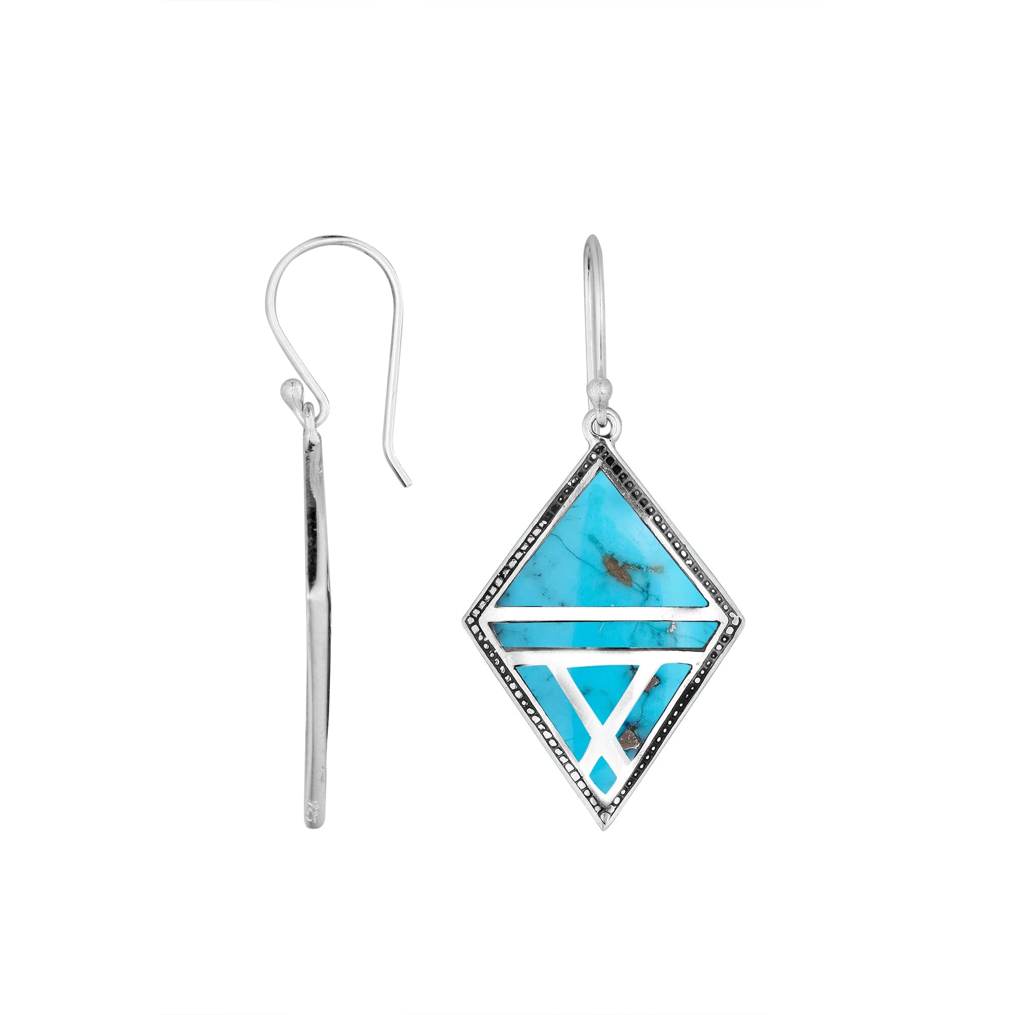 AE-6288-TQ Sterling Silver Earring With Turquoise Jewelry Bali Designs Inc
