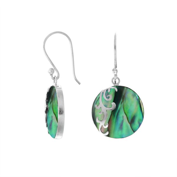AE-7035-AB Sterling Silver Designer Earring With Round Abalone Shell Jewelry Bali Designs Inc