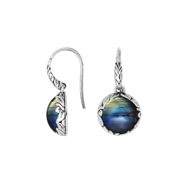 AE-8032-LB Sterling Silver Round Shape Earring With Labradorite Jewelry Bali Designs Inc