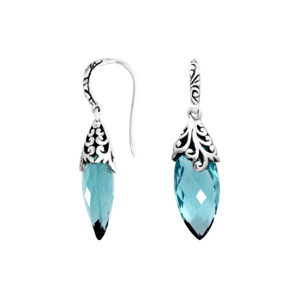 AE-8035-BT Sterling Silver Earring With Blue Topaz Q. Jewelry Bali Designs Inc