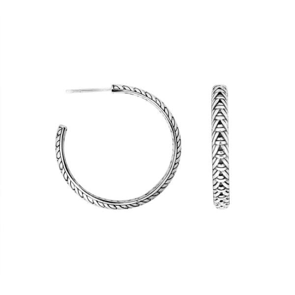 AE-9006-S Sterling Silver Hoop Earring With Plain Silver Jewelry Bali Designs Inc