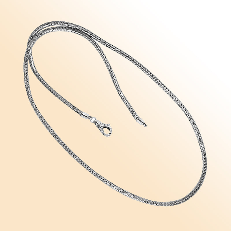 Handmade sterling silver 2mm Balinese chain necklace with fine weave and hook clasp