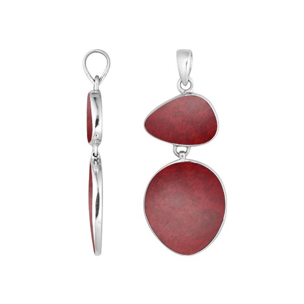 AP-6243-CR Sterling Silver Pendant With Coral Jewelry Bali Designs Inc