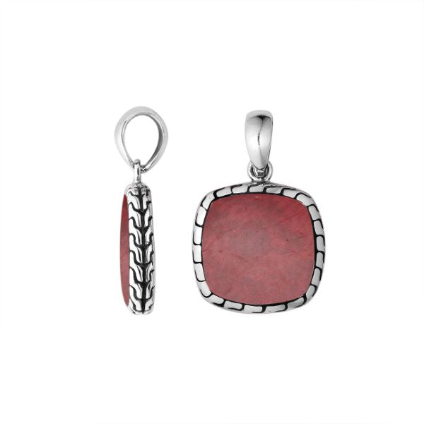 AP-6257-CR Sterling Silver Pendant With Coral Jewelry Bali Designs Inc