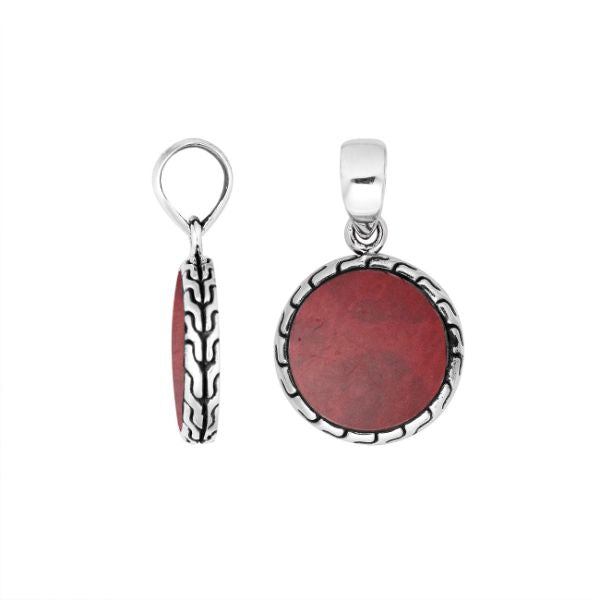 AP-6258-CR Sterling Silver Pendant With Coral Jewelry Bali Designs Inc