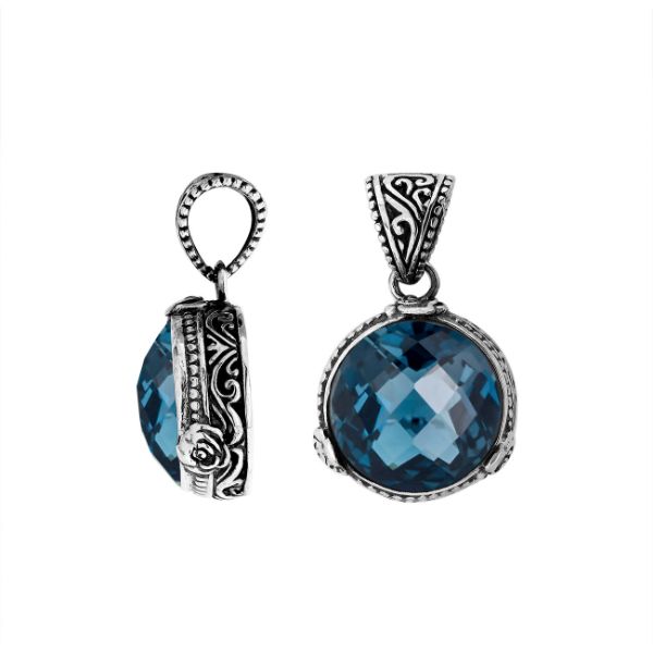 AP-6278-LBT Sterling Silver Pendant With London Blue Topaz Q. Jewelry Bali Designs Inc