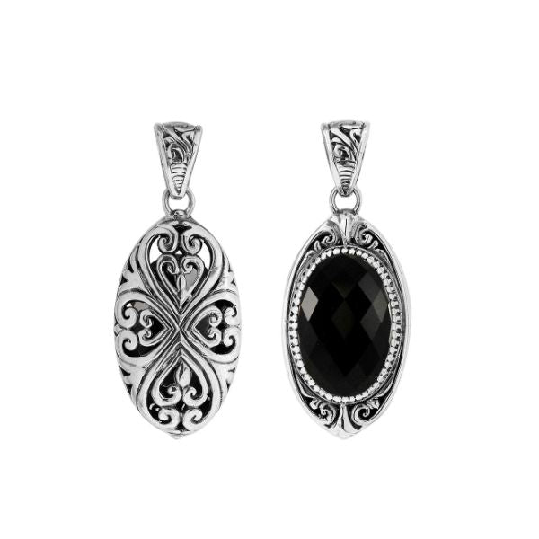 AP-6285-OX Sterling Silver Pendant With Black Onyx Jewelry Bali Designs Inc