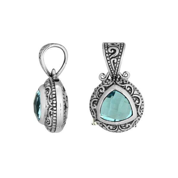 AP-6290-BT Sterling Silver Pendant With Blue Topaz Q. Jewelry Bali Designs Inc