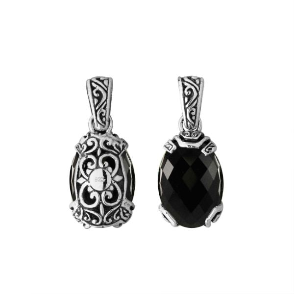 AP-6293-OX Sterling Silver Pendant With Black Onyx Jewelry Bali Designs Inc