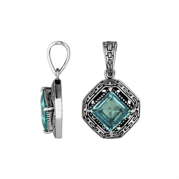 AP-6294-BT Sterling Silver Pendant With Blue Topaz Q. Jewelry Bali Designs Inc