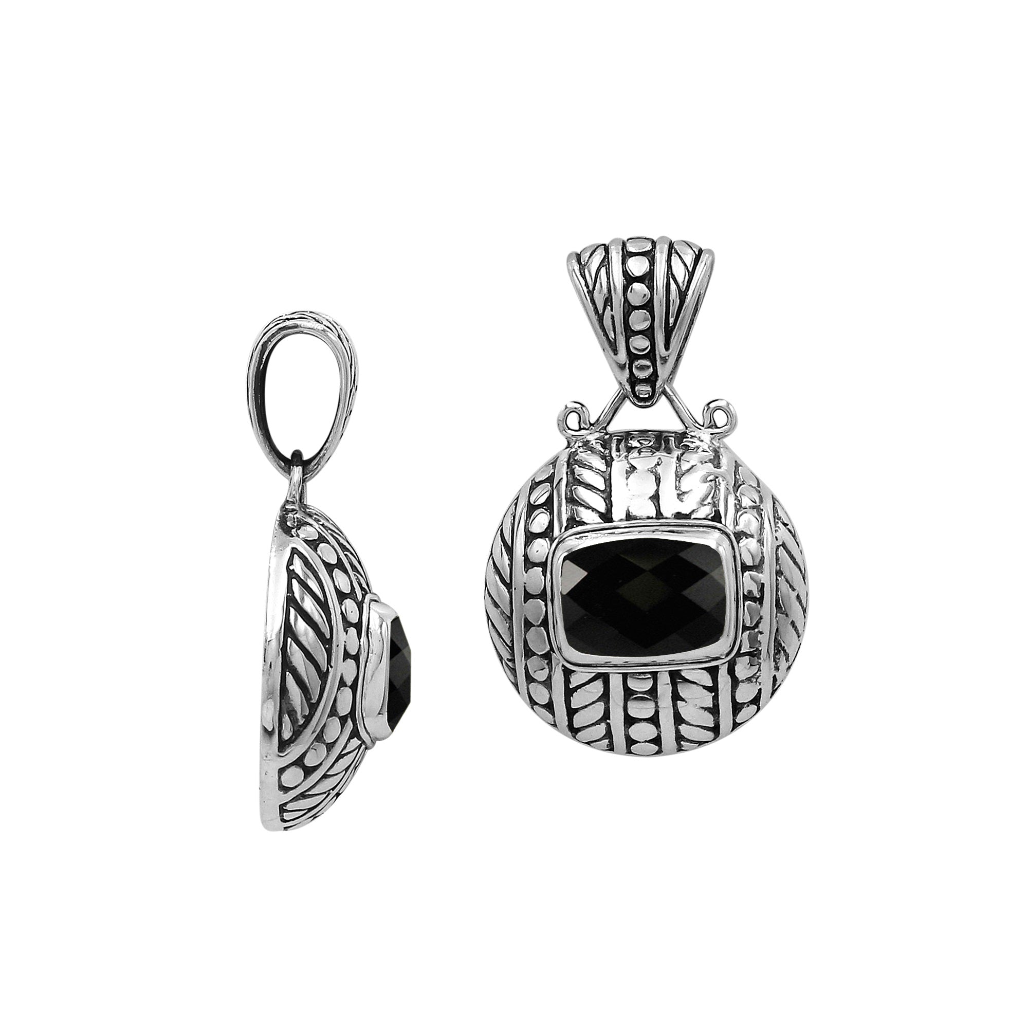 AP-6322-OX Sterling Silver Pendant With Onyx Q, Jewelry Bali Designs Inc