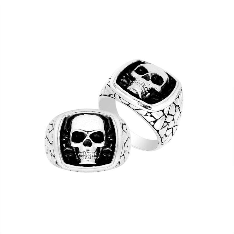 Handcrafted Sterling Silver Beautiful Designer Skull Armor Heritage Warrior Statement Ring With Balinese Detailing.