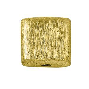 Handcrafted brushed square bead made of copper with 18K gold overlay, crafted in India for jewelry making.