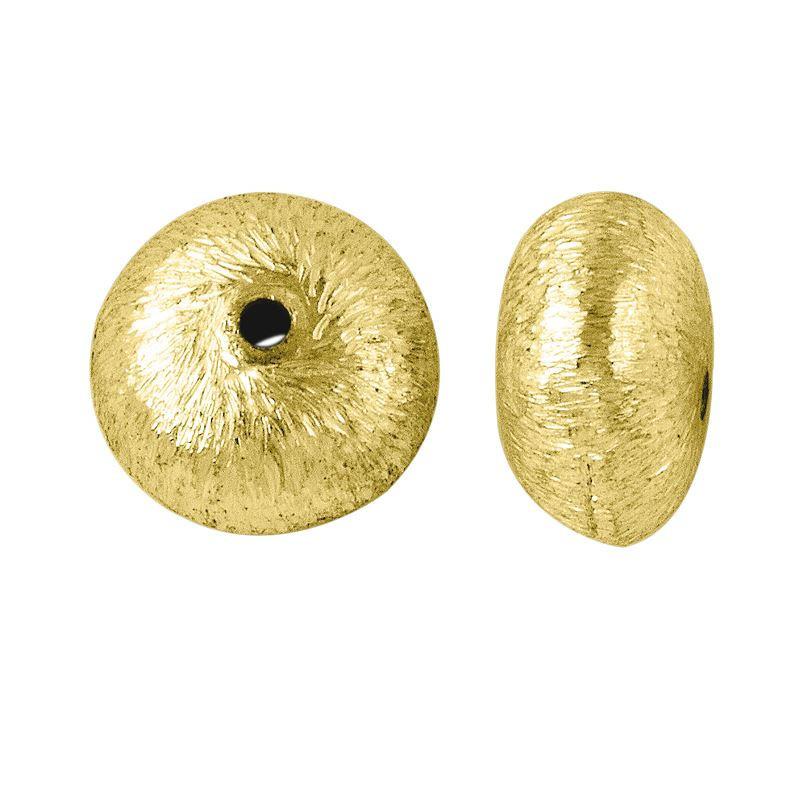 18K gold overlay handcrafted 3D dome shape brushed bead from India for retail jewelry crafting