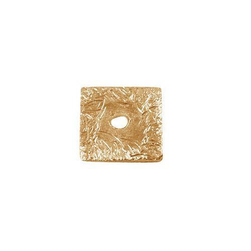 18K gold overlay handcrafted flat square shape brushed bead from India for retail jewelry crafting