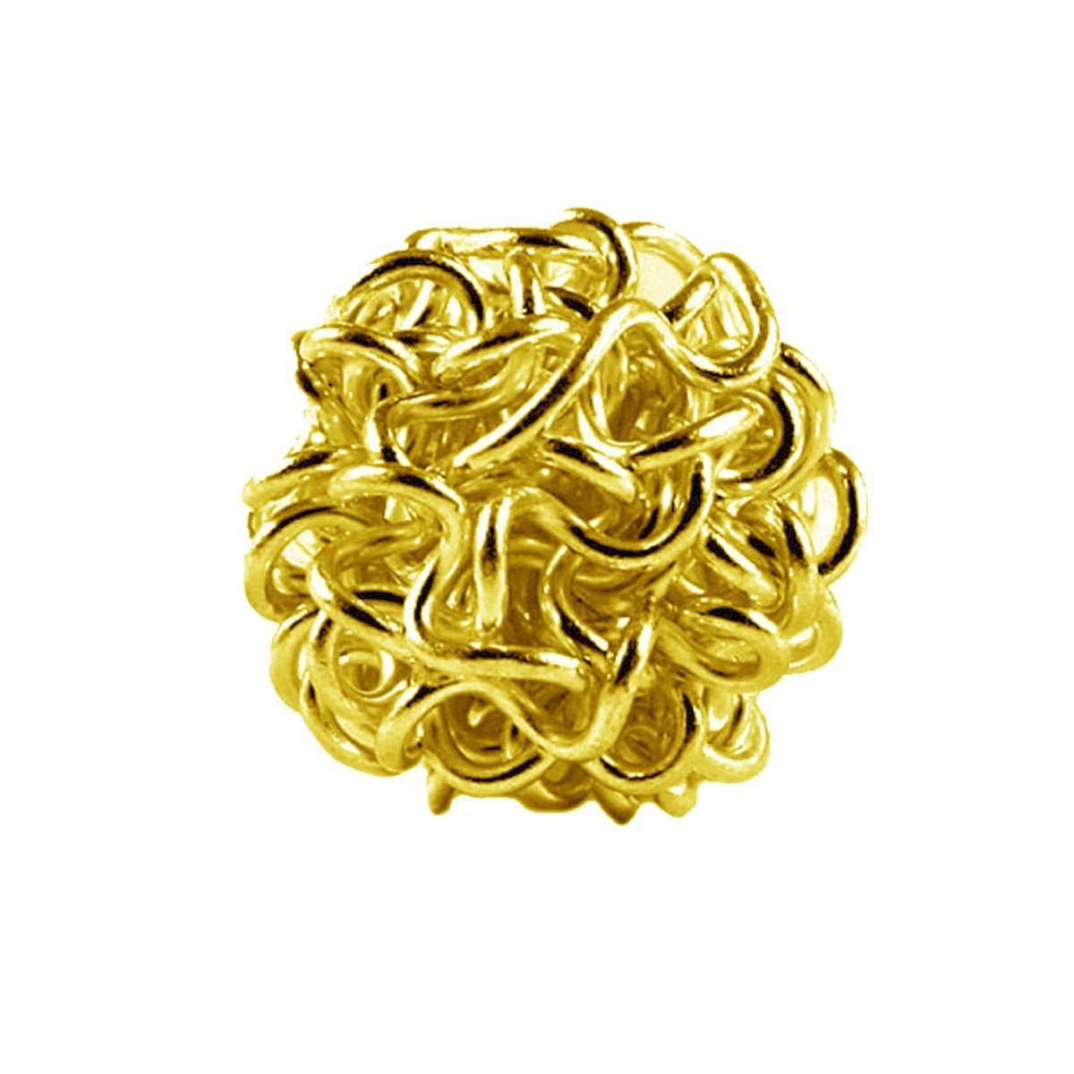 “Handcrafted 11 MM round textured wire bead with 18K Gold Overlay Over Copper, made in India.”