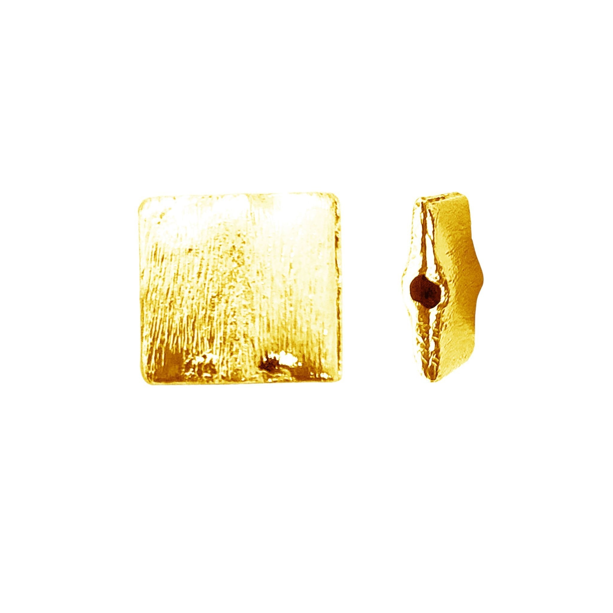 Handcrafted square shape brushed bead with 18K Gold Overlay Over Copper made in India